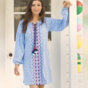 CABANA LIFE West Indies Cover Up-Long sleeves with Tassels Ties, embroidered